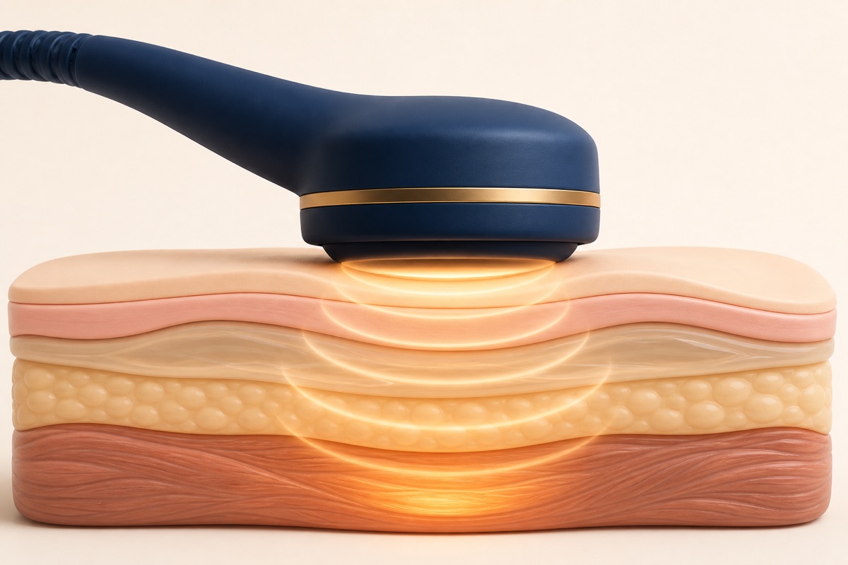 Illustration of heat reaching deep tissue during microwave diathermy