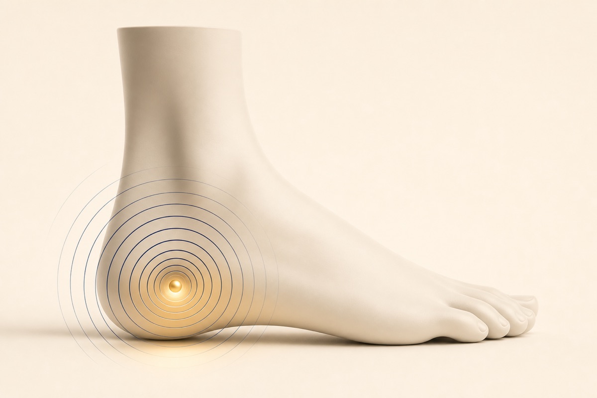 Illustration of sound waves spreading through the heel